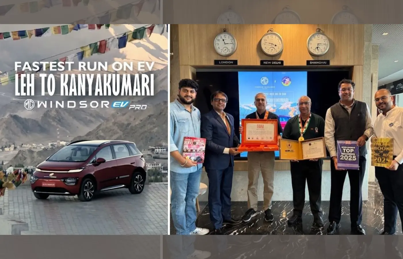 Leh to Kanyakumari Fastest EV Run | MG Windsor EV Pro | Asia Book of Records Featured Image